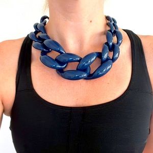 Oversized chunky navy link necklace